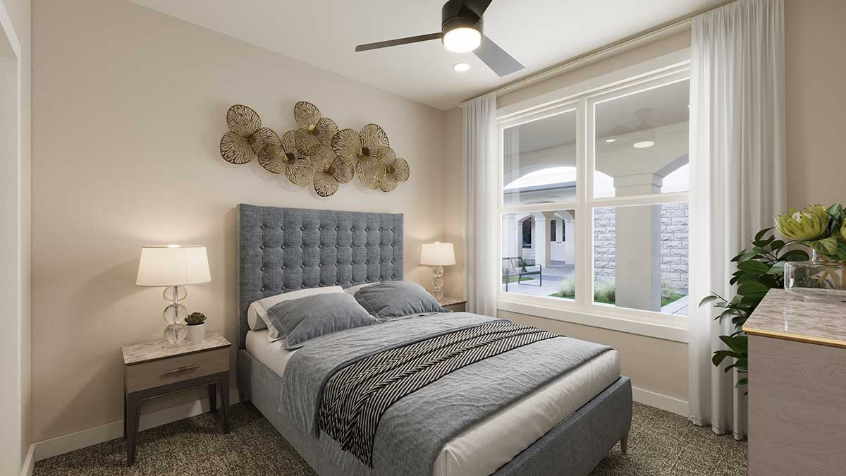 Bedroom at The Emberly senior living community in Alliance Fort Worth