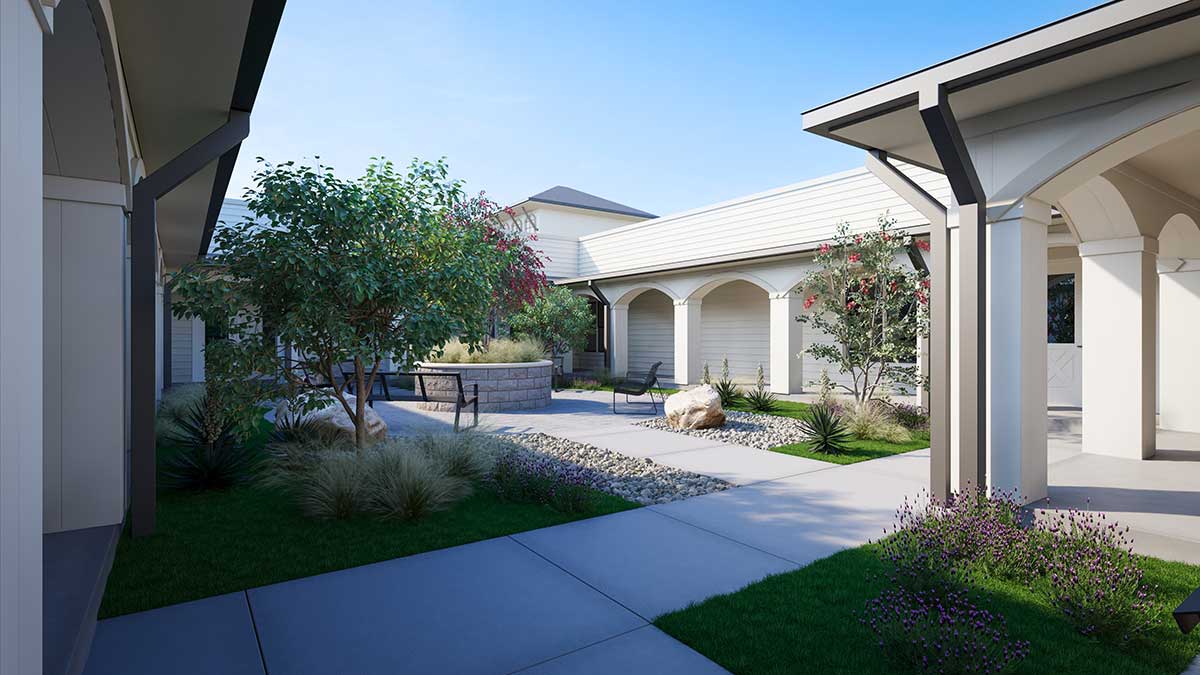 Outside common area at The Emberly in Fort Worth, TX